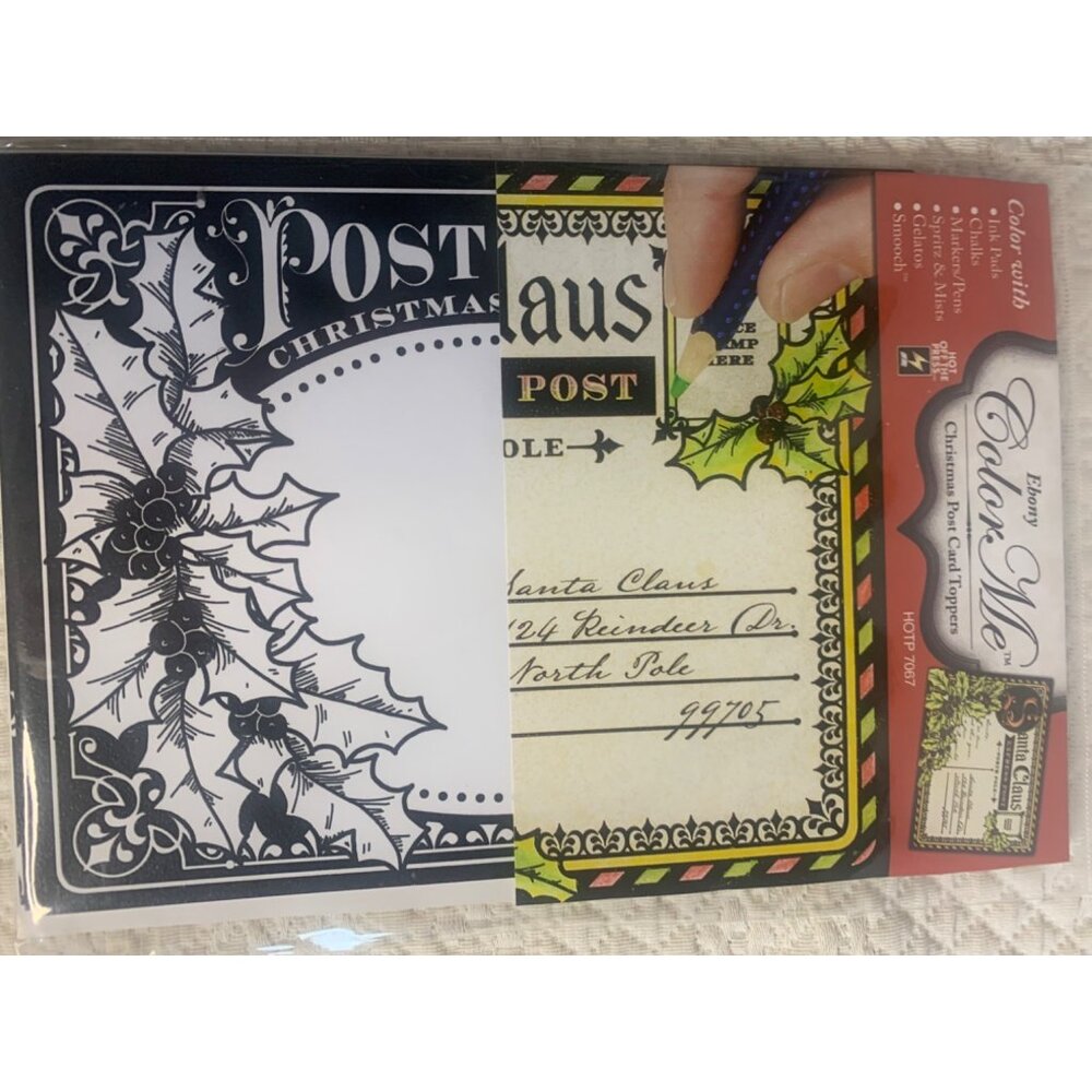 Ebony Color Me Christmas Post Card Toppers Includes 8 Cards & 14 Cutouts New